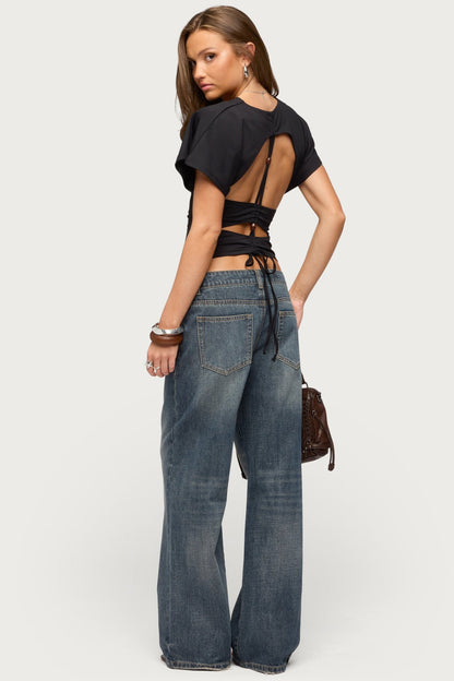 Salie Back Cutout Flutter Top