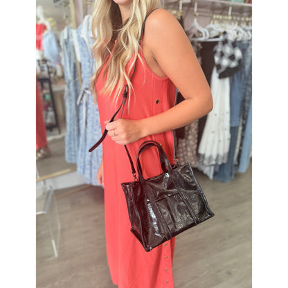 Square Leather Tote Purse