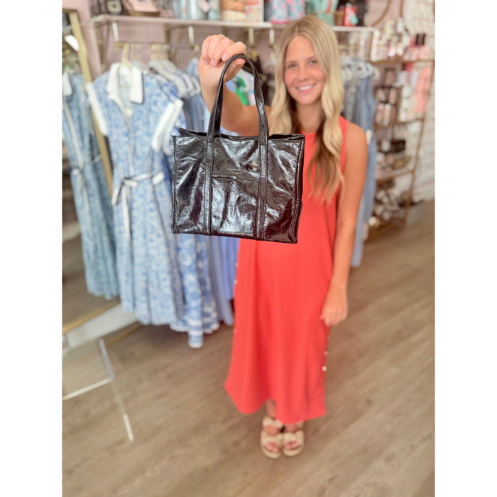 Square Leather Tote Purse