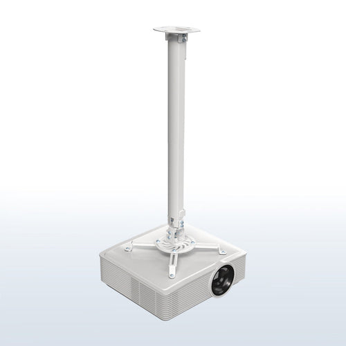 Projector with ceiling mount on a white background