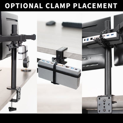 Versatile docking mount station under the desk, behind the monitor, or on the side of the desk.