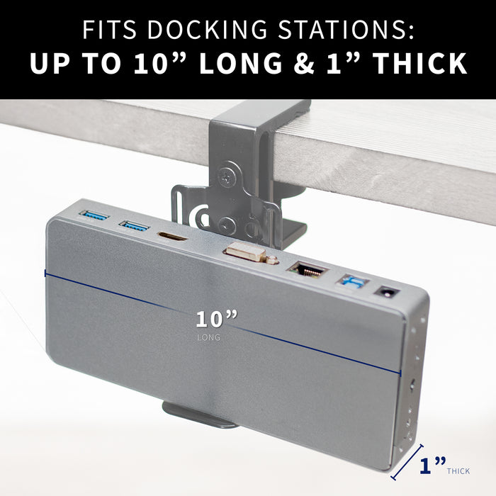 Docking station adapter with measurement details on a white background