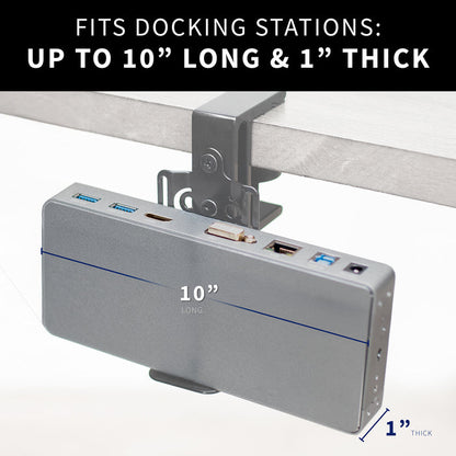 Docking station adapter with measurement details on a white background