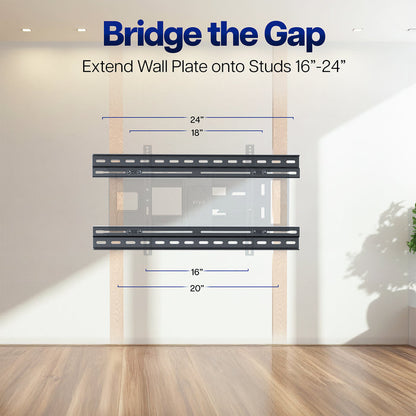 Wall and Ceiling Plate Extension Brackets with measurements on a wall.