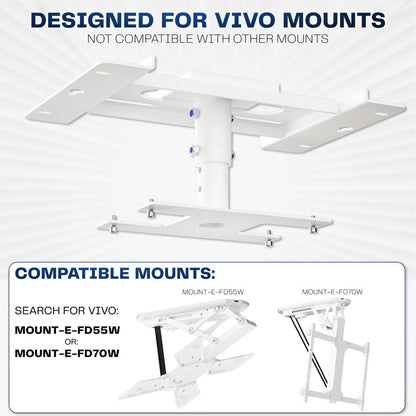 TV mount system for drop ceilings with compatible Vivo TV mounts on a white ceiling background.