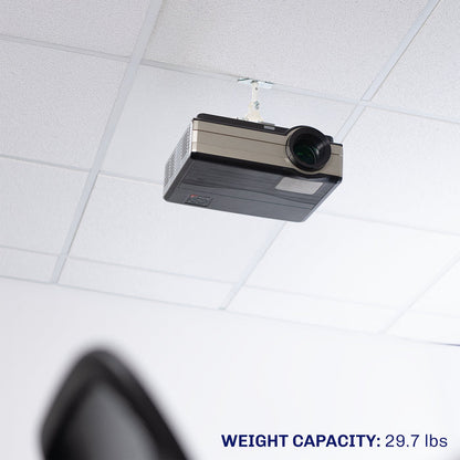 Heavy-duty drop ceiling projector mount with scissor clamp for secure overhead projector support