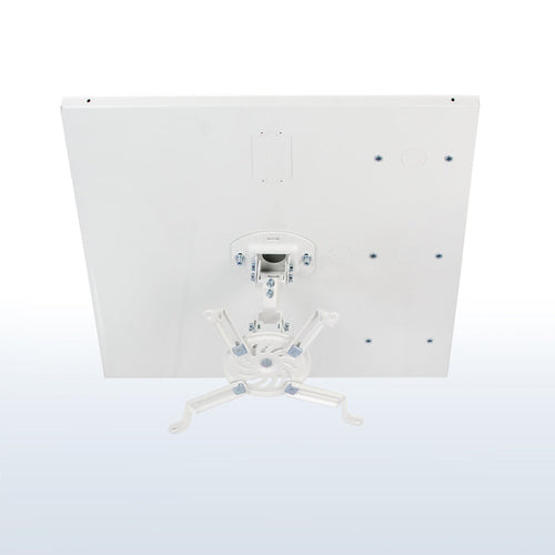 Heavy duty white universal hanging ceiling projector mount.